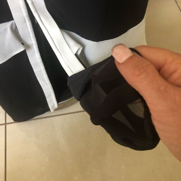 NWE CeCe black white ruffle long chiffon maxi dress size  6 - Picture 6 of 8